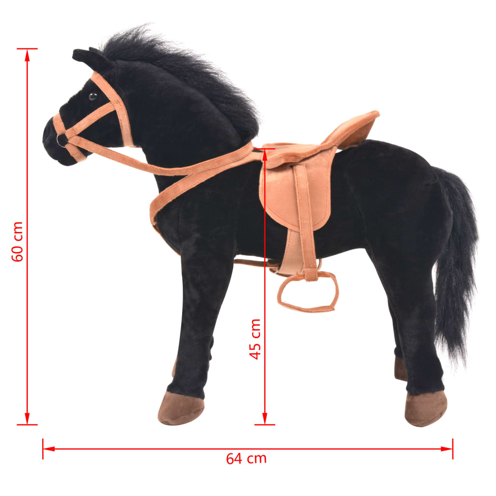 vidaXL Standing Toy Horse Plush Black