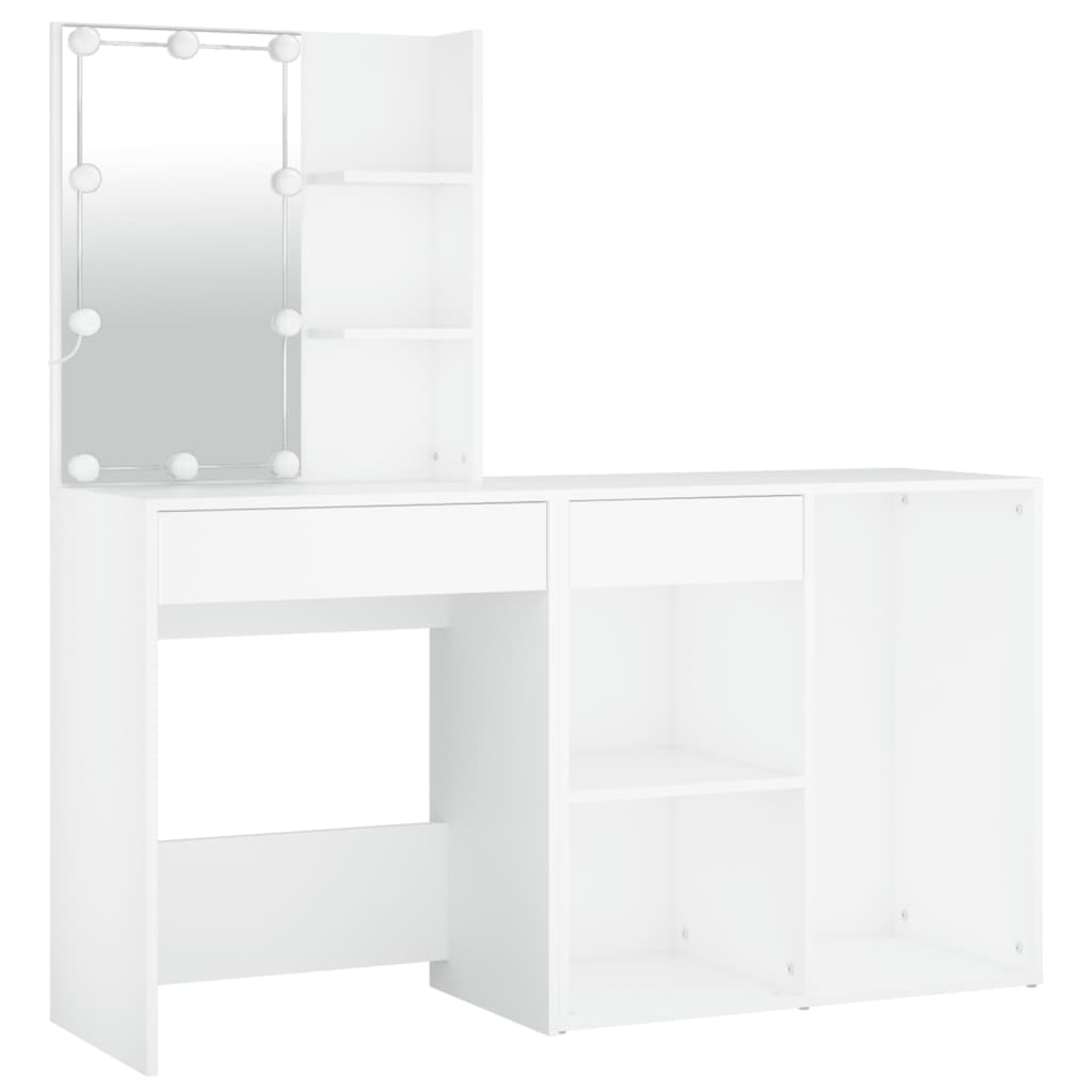 vidaXL LED Dressing Table with Cabinet White Engineered Wood