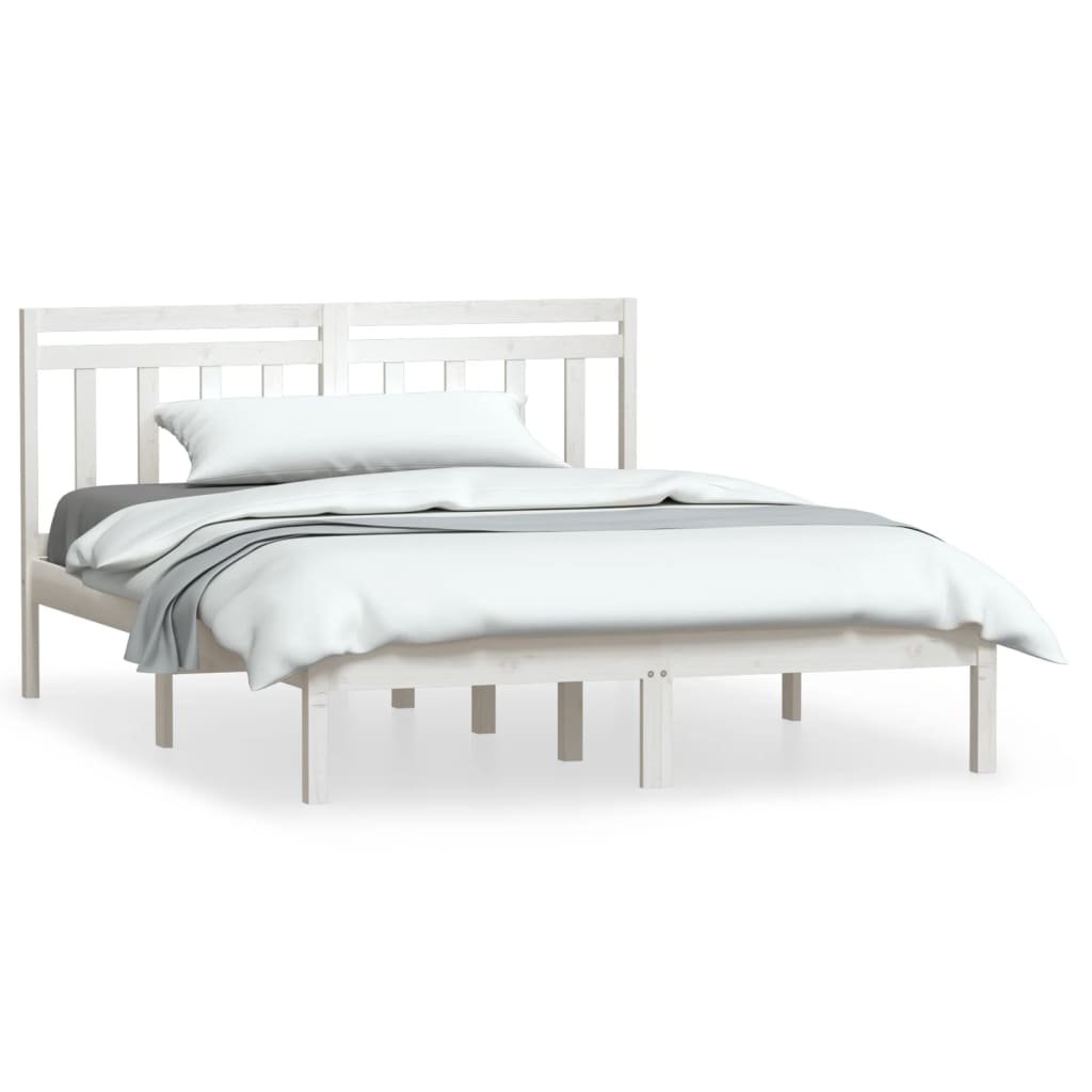 vidaXL Bed Frame White 120x190 cm Small Double Solid Wood