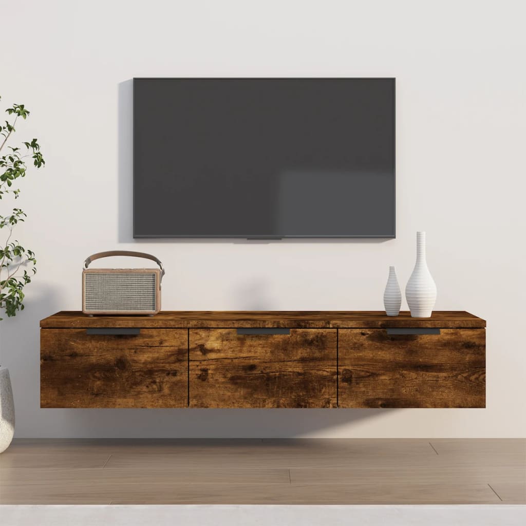 vidaXL Wall Cabinet Smoked Oak 102x30x20 cm Engineered Wood