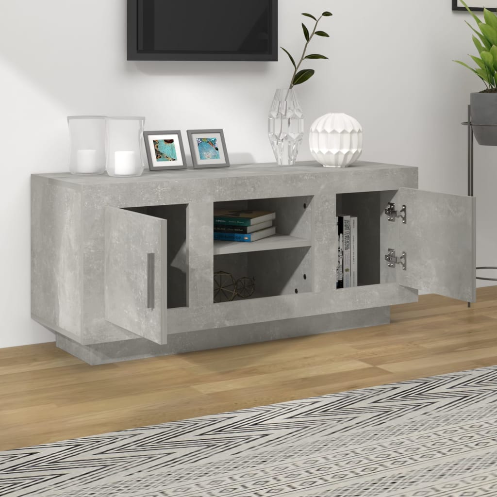 vidaXL TV Cabinet Concrete Grey 102x35x45 cm Engineered Wood