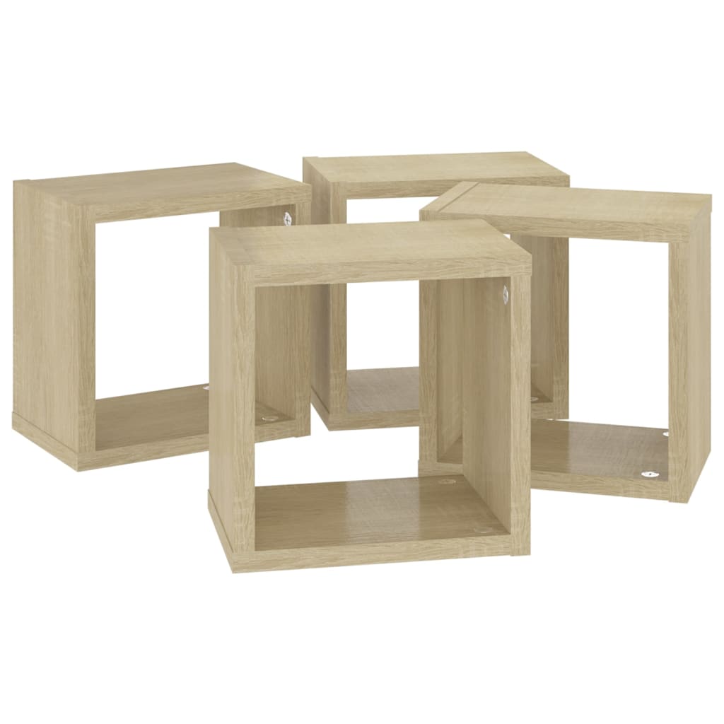 vidaXL Wall Cube Shelves 4 pcs Sonoma Oak 22x15x22 cm