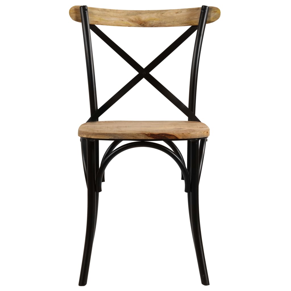 vidaXL Cross Chairs 6 pcs Black Solid Mango Wood