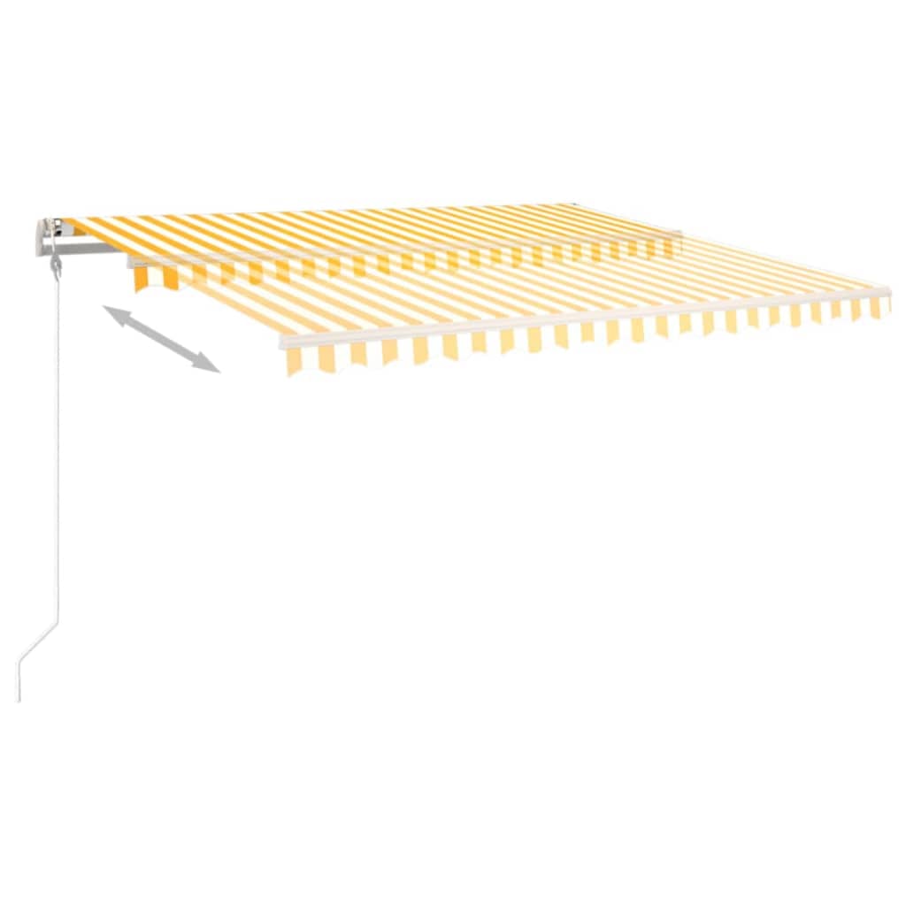 vidaXL Manual Retractable Awning with Posts 4.5x3.5 m Yellow and White