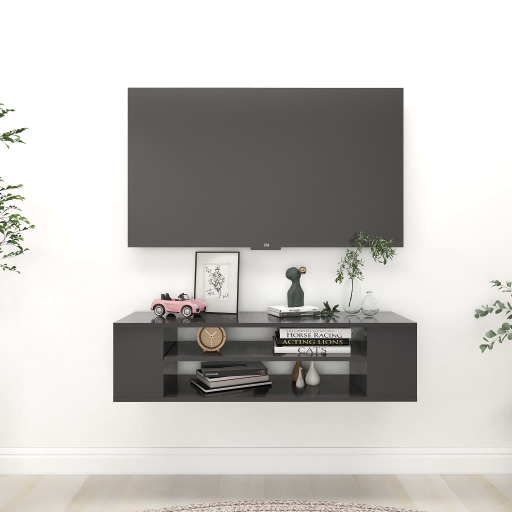 vidaXL Hanging TV Cabinet Grey 100x30x26.5 cm Engineered Wood