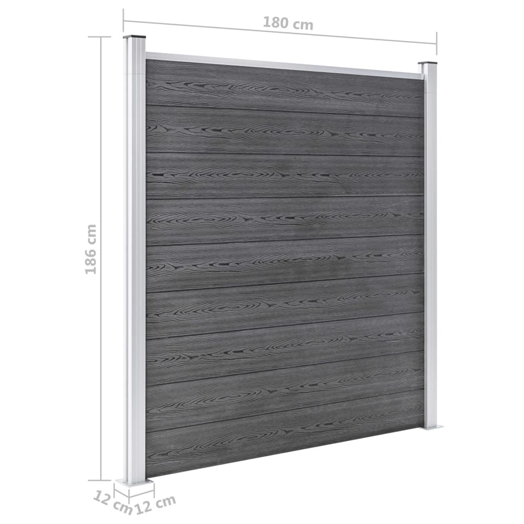 vidaXL WPC Fence Set 2 Square + 1 Slanted 446x186 cm Grey