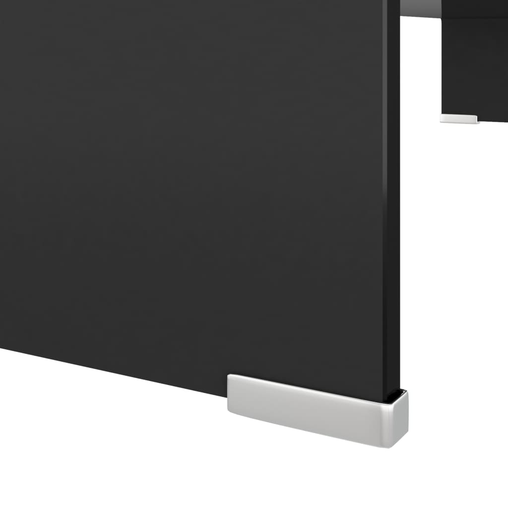 vidaXL TV Stand/Monitor Riser Glass Black 90x30x13 cm