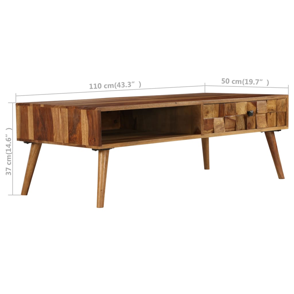 vidaXL Coffee Table Solid Sheesham Wood with Honey Finish 110x50x37 cm