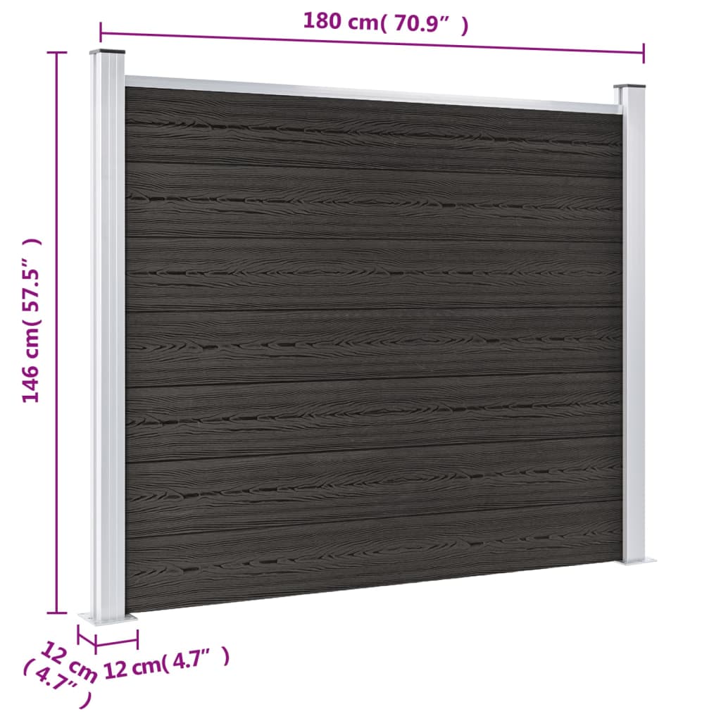 vidaXL Fence Panel WPC 180x146 cm Grey