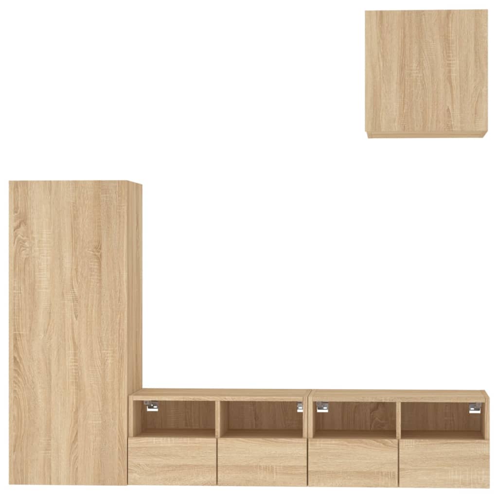vidaXL 4 Piece TV Wall Units Sonoma Oak Engineered Wood