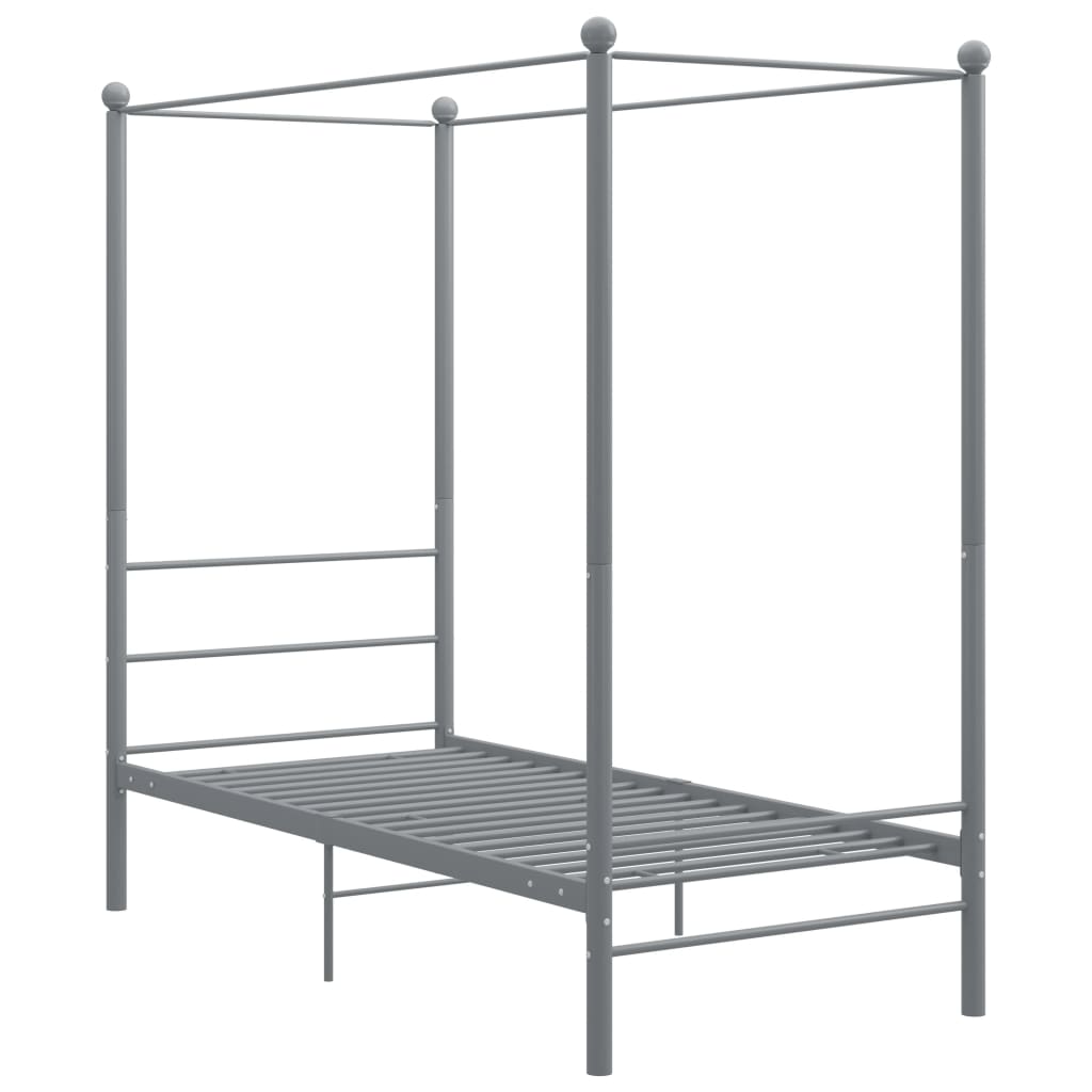 vidaXL Canopy Bed Frame Grey Metal 100x200 cm