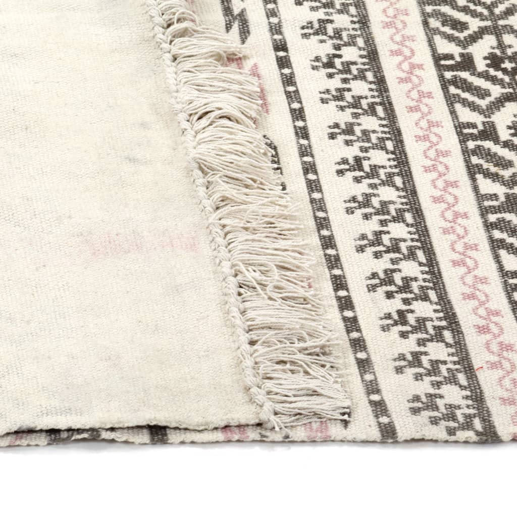vidaXL Kilim Rug Cotton 160x230 cm with Pattern Grey/Pink