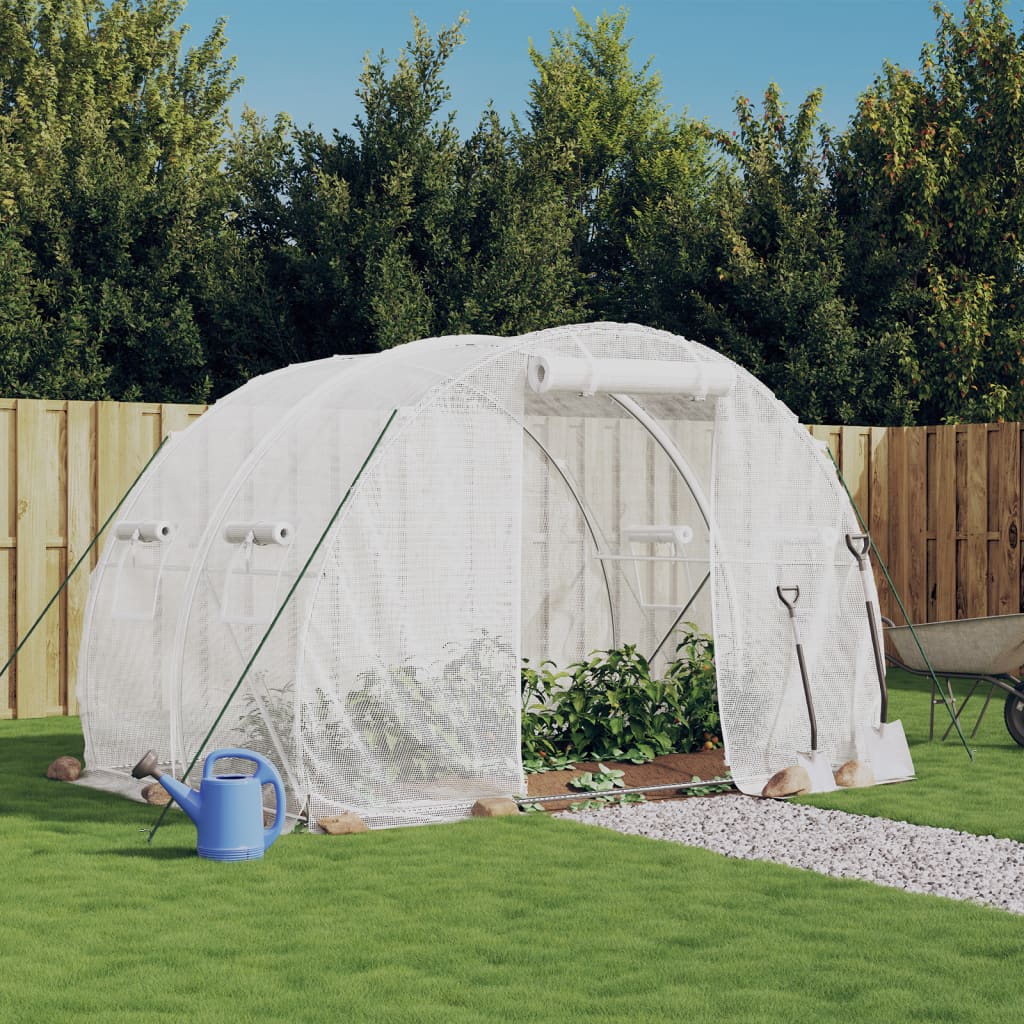 vidaXL Greenhouse with Steel Frame White 6 m² 3x2x2 m