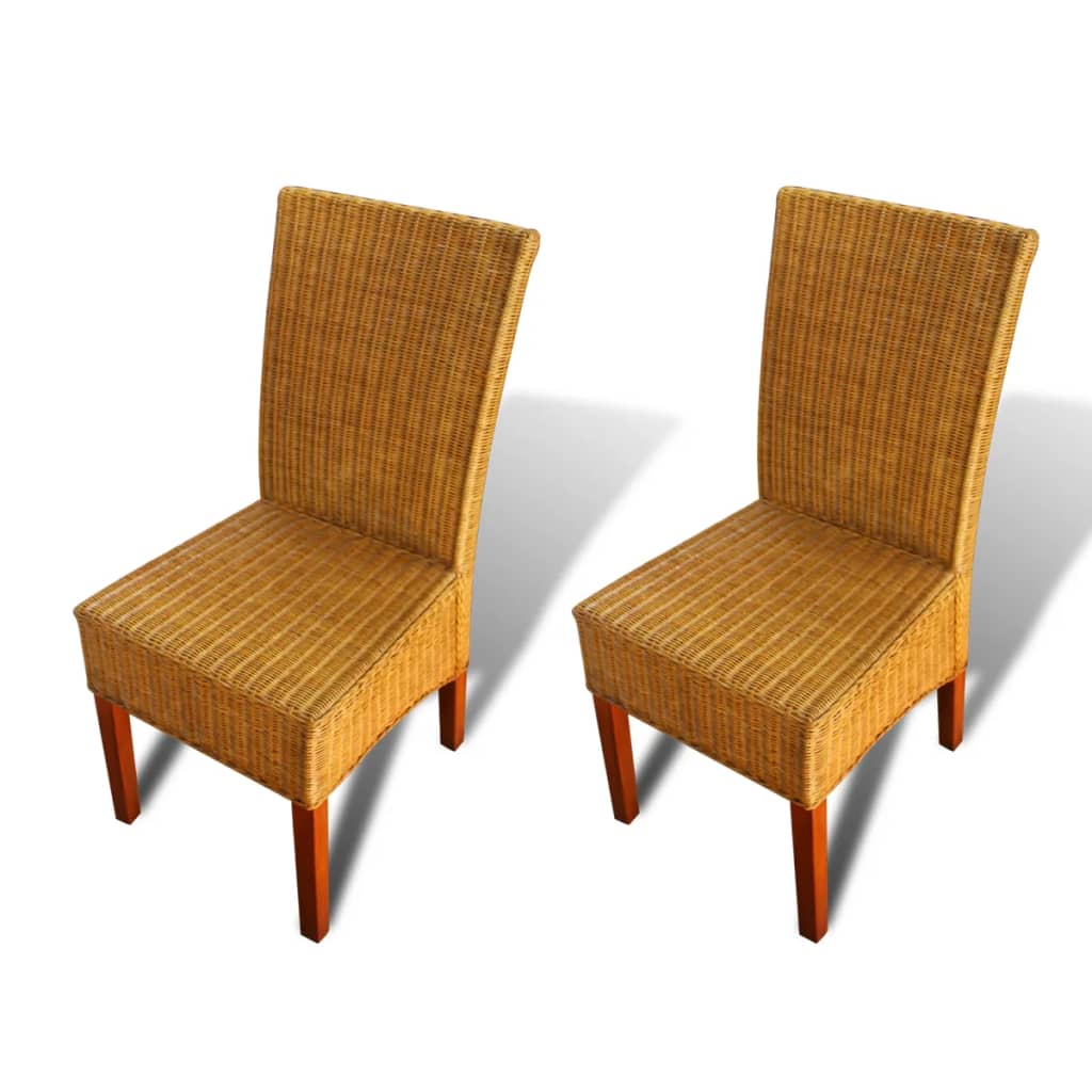 vidaXL Dining Chairs 2 pcs Brown Natural Rattan