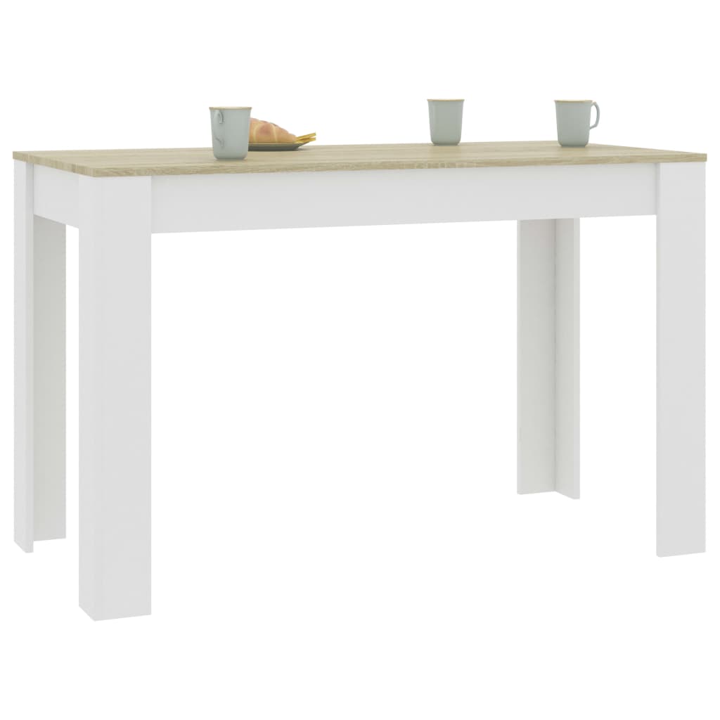 vidaXL Dining Table White and Sonoma Oak 120x60x76 cm Engineered Wood