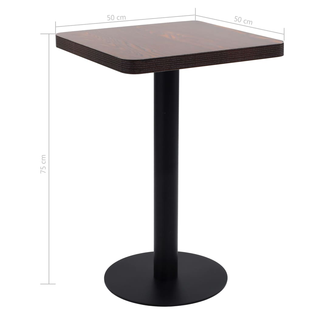 vidaXL Bistro Table Dark Brown 50x50 cm MDF