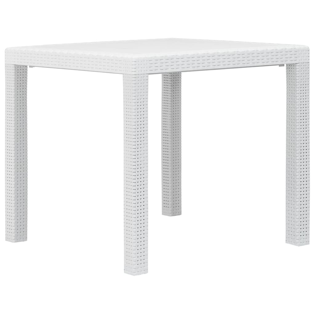 vidaXL Garden Table White 79x79x72 cm Plastic Rattan Look