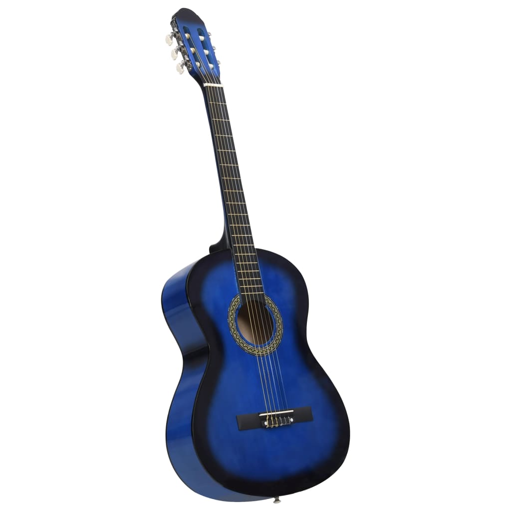 vidaXL Classical Guitar for Beginner Blue 4/4 39" Basswood