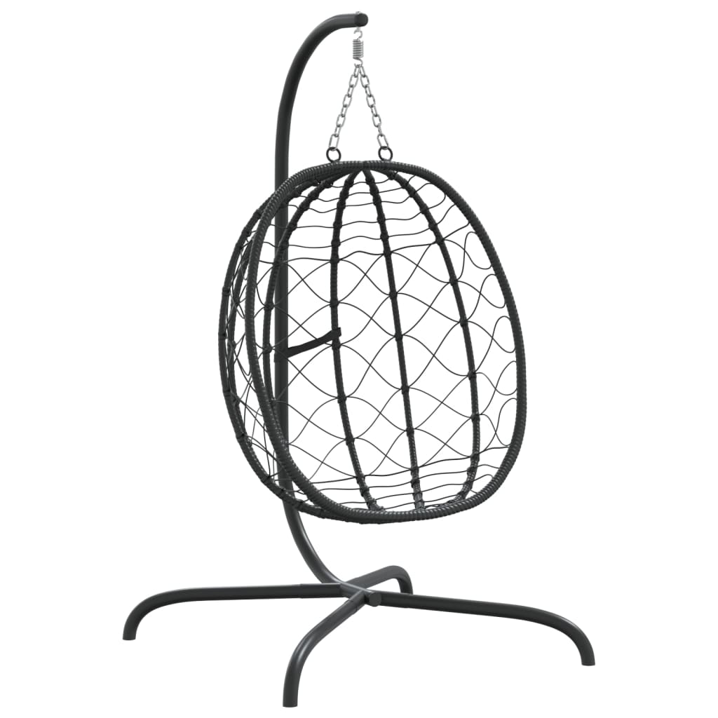 vidaXL Hanging Egg Chair with Cushion Anthracite Poly Rattan&Steel