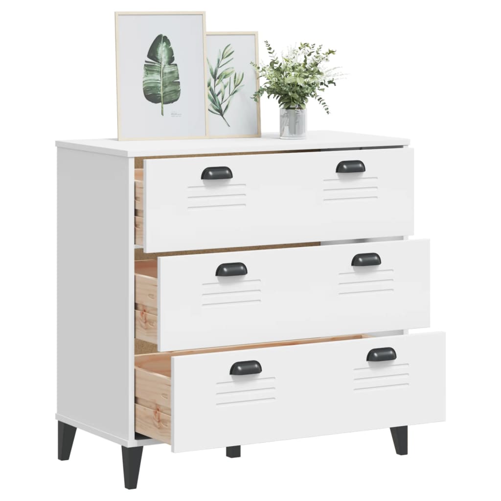 vidaXL Drawer Cabinet VIKEN White Solid Wood Pine