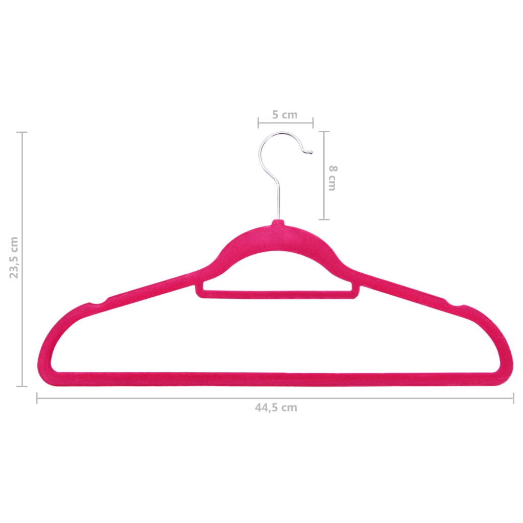 vidaXL 50 pcs Clothes Hanger Set Anti-slip Pink Velvet