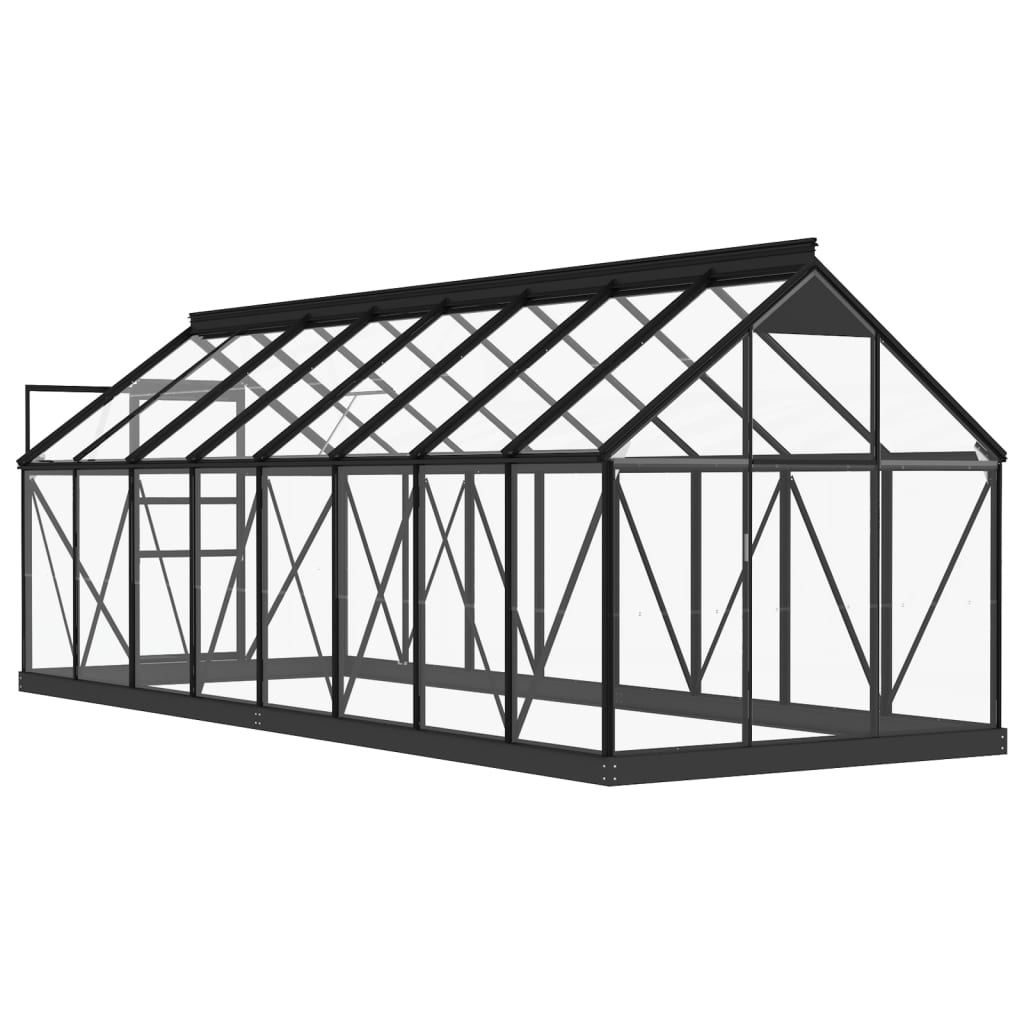 vidaXL Glass Greenhouse Anthracite 155x395.5x191 cm Aluminium