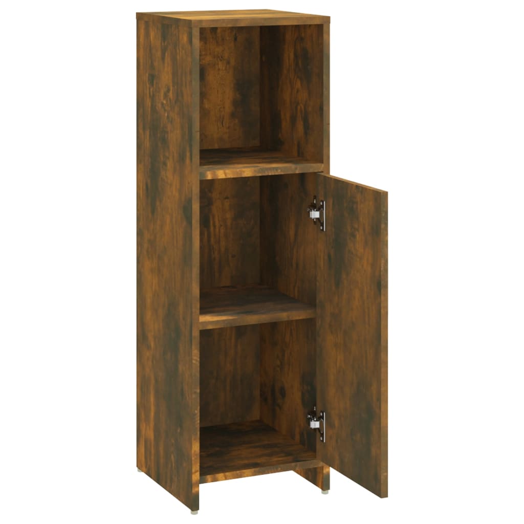 vidaXL Bathroom Cabinet Smoked Oak 30x30x95 cm Engineered Wood