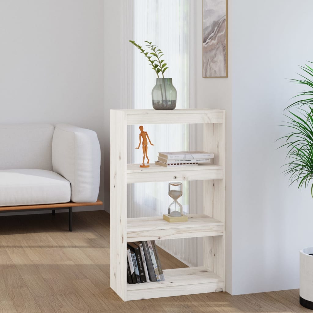 vidaXL Book Cabinet/Room Divider White 60x30x103.5 cm Solid Wood Pine