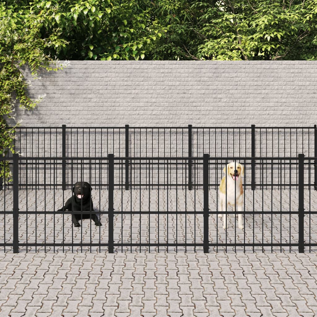 vidaXL Outdoor Dog Kennel Steel 30.11 m²