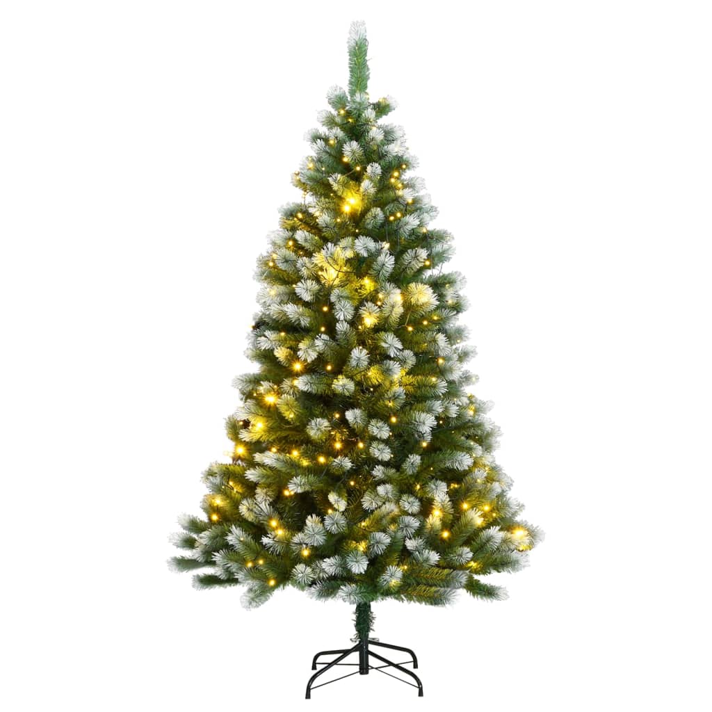 vidaXL Artificial Hinged Christmas Tree 300 LEDs & Flocked Snow 180 cm
