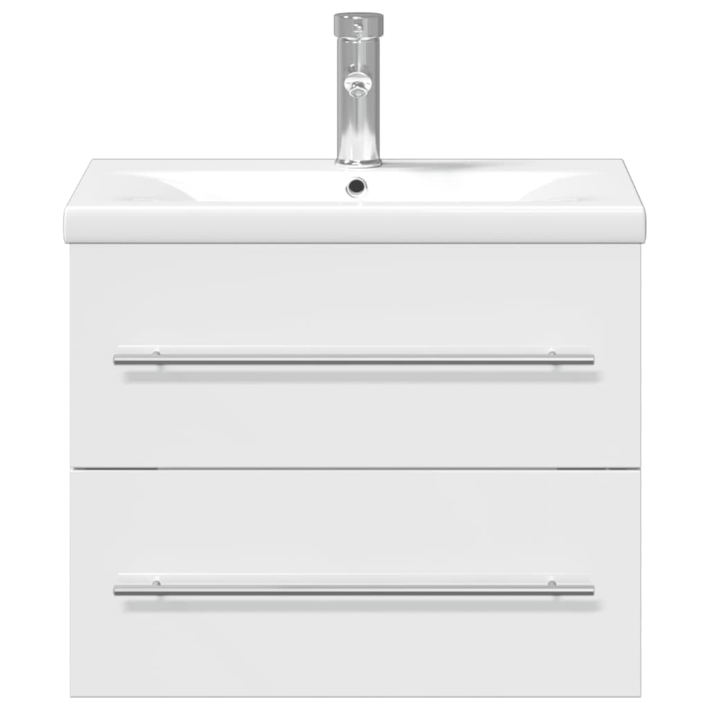 vidaXL Bathroom Sink Cabinet with Built-in Basin High Gloss White