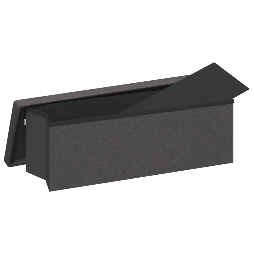 vidaXL Storage Bench Foldable Dark Grey Faux Linen