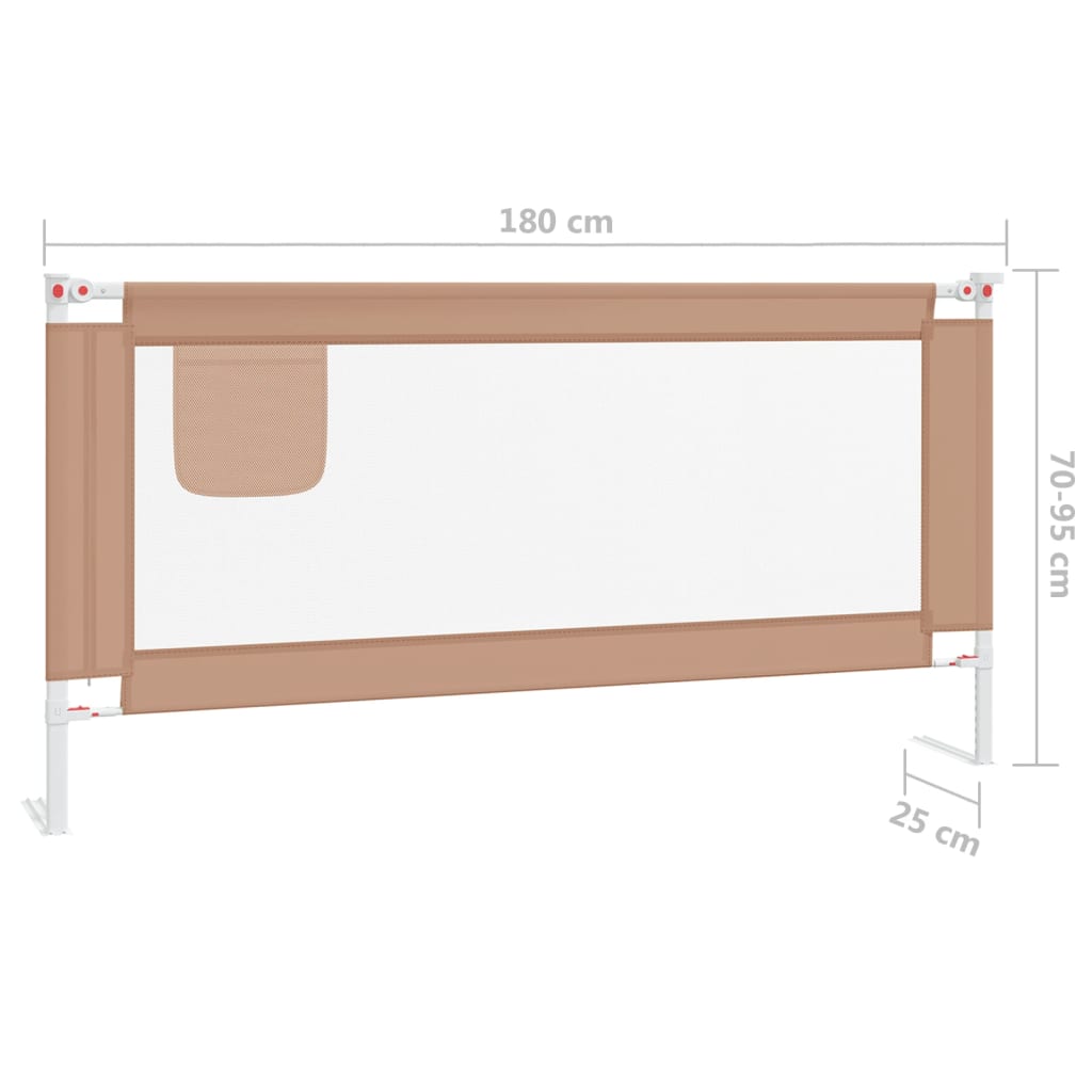 vidaXL Toddler Safety Bed Rail Taupe 180x25 cm Fabric