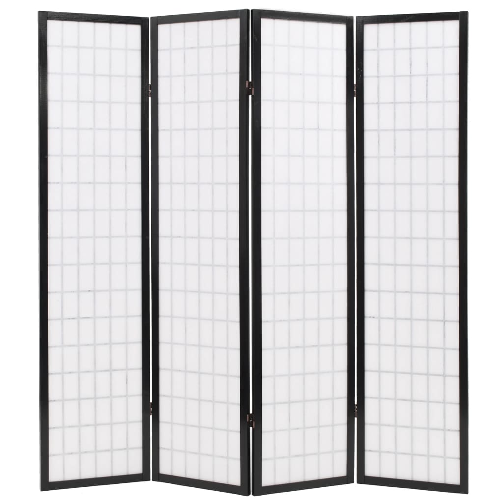 vidaXL Folding 4-Panel Room Divider Japanese Style 160x170 cm Black