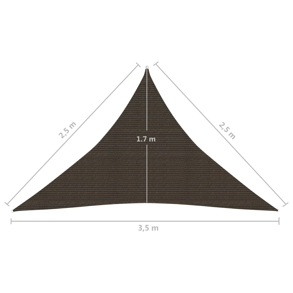 vidaXL Sunshade Sail 160 g/m² Brown 2.5x2.5x3.5 m HDPE