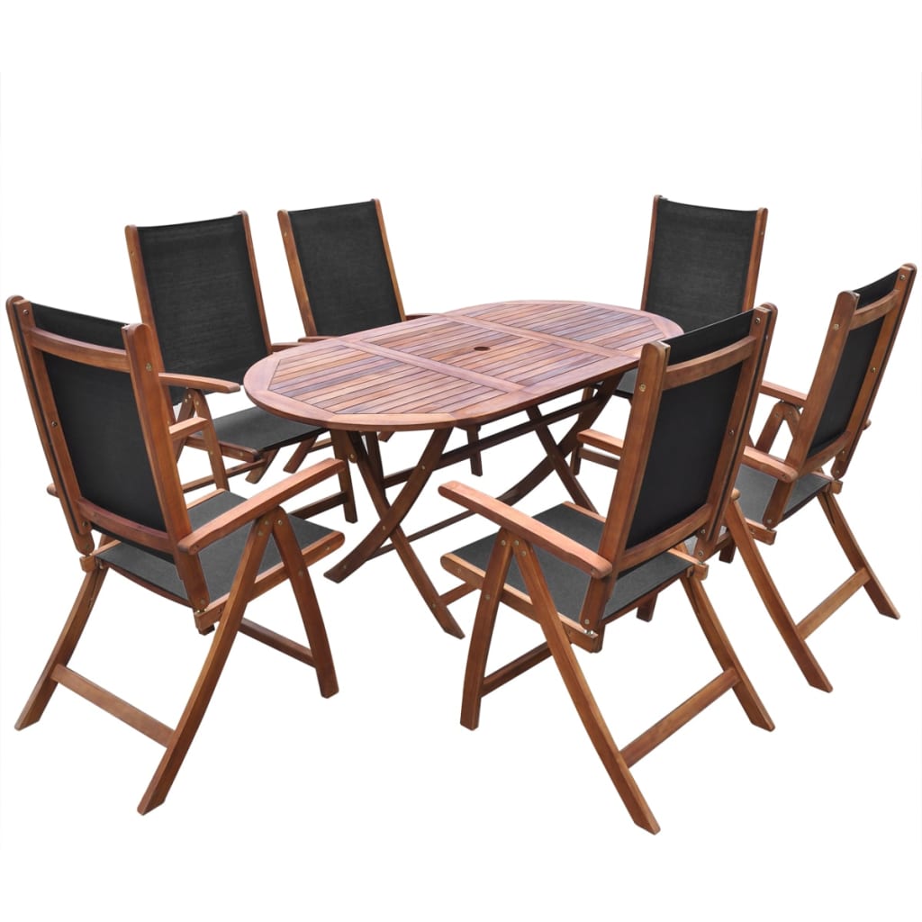 vidaXL 9 Piece Outdoor Dining Set with Cushions Solid Acacia Wood