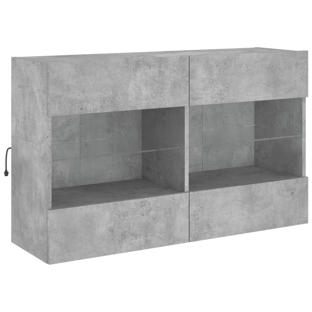 vidaXL TV Wall Cabinet with LED Lights Concrete Grey 98.5x30x60.5 cm