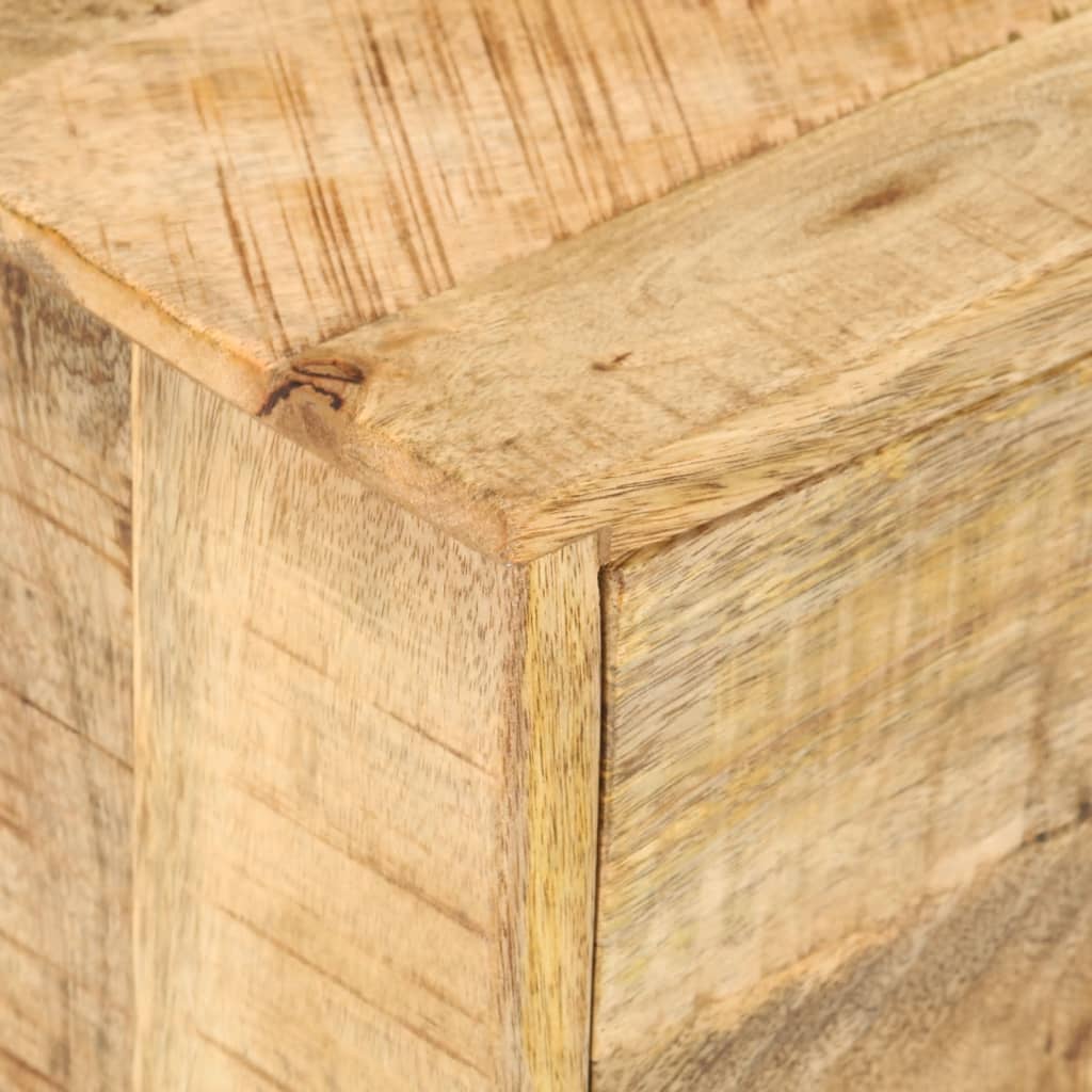 vidaXL Side Table with Drawer Wheels Mango Wood 40x40x45 cm