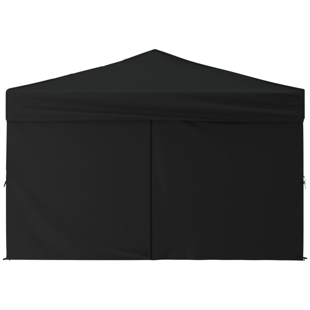 vidaXL Folding Party Tent with Sidewalls Black 3x3 m