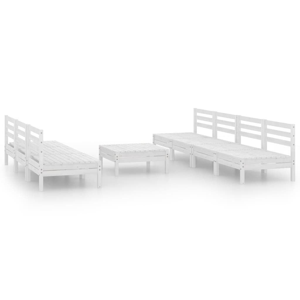 vidaXL 8 Piece Garden Lounge Set White Solid Pinewood