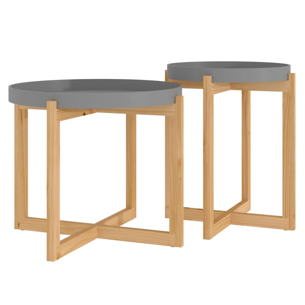 vidaXL Coffee Tables 2 pcs Grey Engineered Wood and Solid Wood Pine
