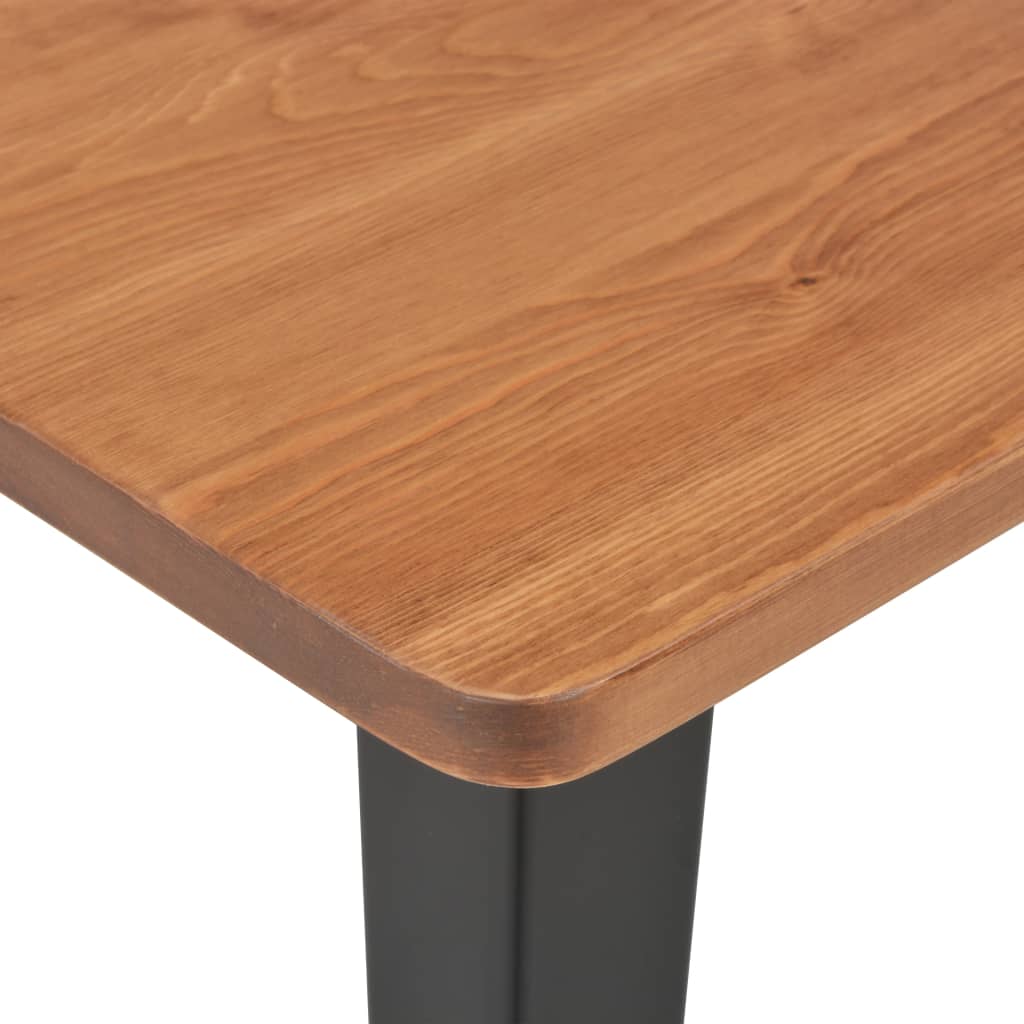 vidaXL Bar Table Black 60x60x108 cm Solid Pine Wood Steel
