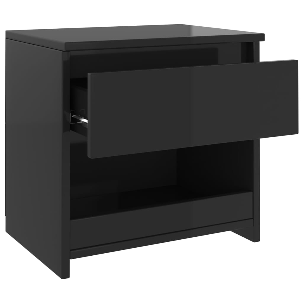 vidaXL Bedside Cabinet High Gloss Black 40x30x39 cm Engineered Wood