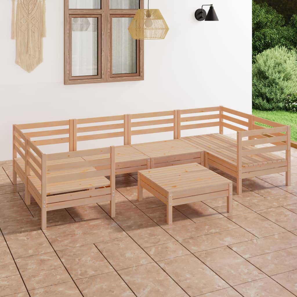 vidaXL 7 Piece Garden Lounge Set Solid Pinewood