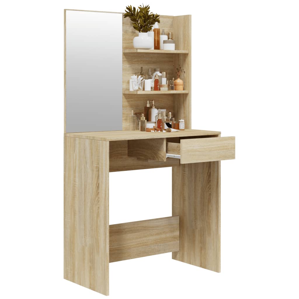vidaXL Dressing Table with Mirror Sonoma Oak 74.5x40x141 cm