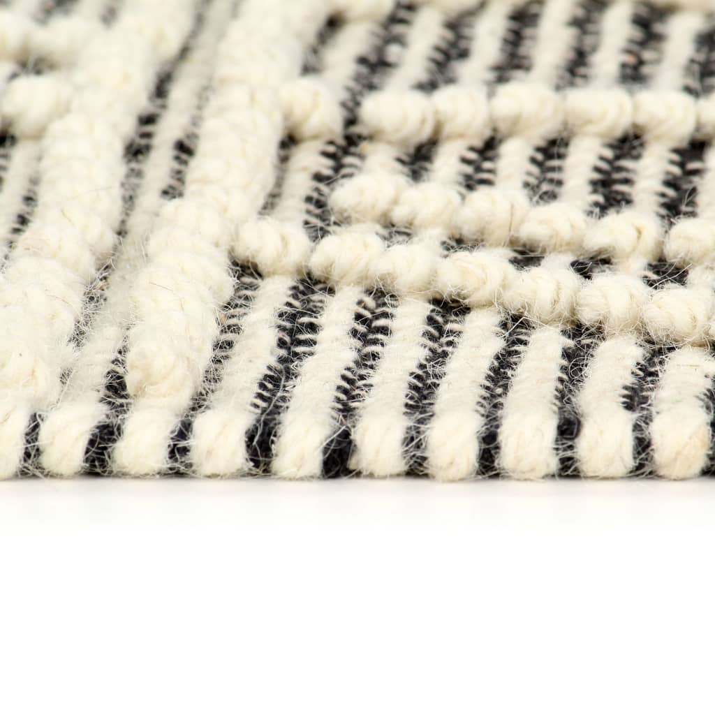 vidaXL Rug Handwoven Wool 120x170 cm Black/White