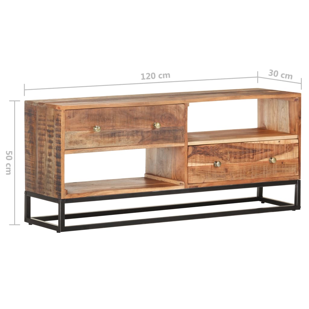 vidaXL TV cabinet 120x30x50 cm Rough Acacia Wood