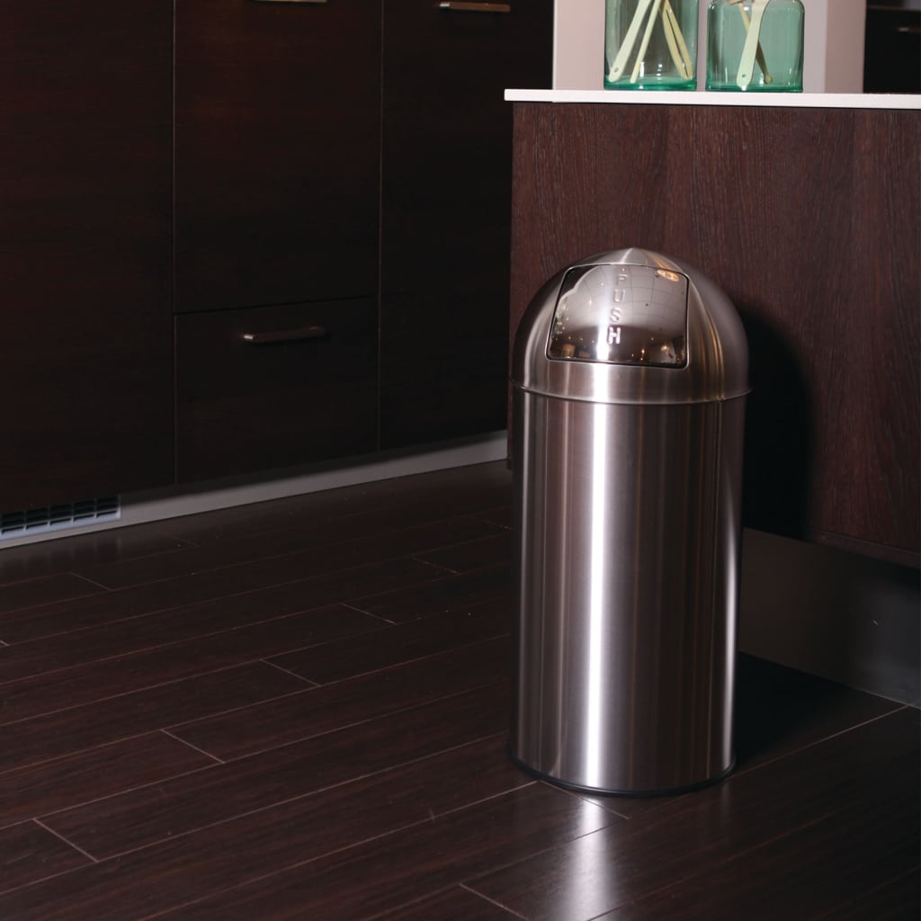 EKO Waste Bin with Push Lid 40 L Matte Silver vidaXL.ie