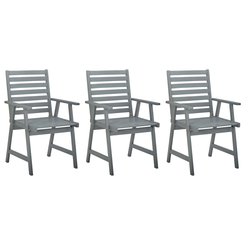 vidaXL Outdoor Dining Chairs 3 pcs Grey Solid Acacia Wood