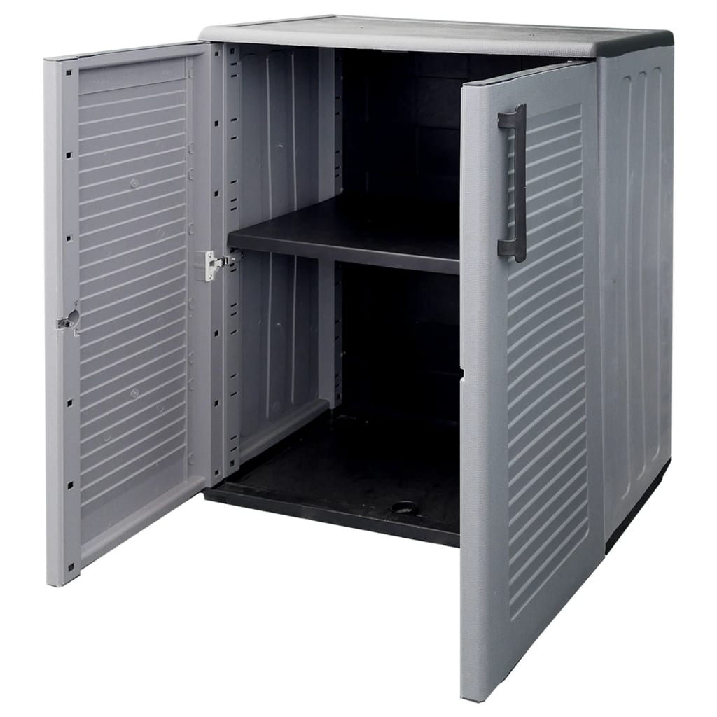vidaXL Garden Storage Cabinet Grey and Black 68x37x84 cm PP